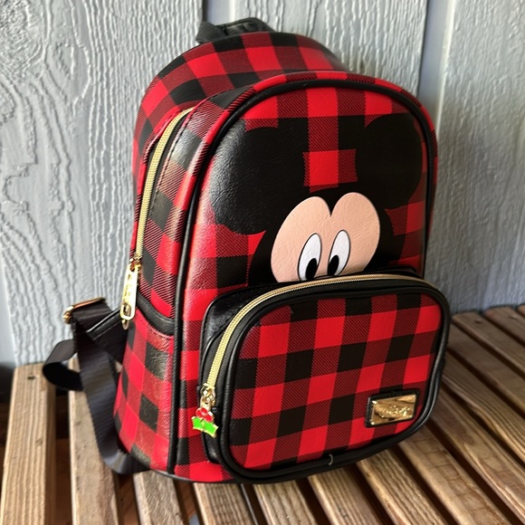 Disney Handbags - Mickey Mouse Disney Christmas Holidays Licensed Red Black Mini Backpack Bag NWOT